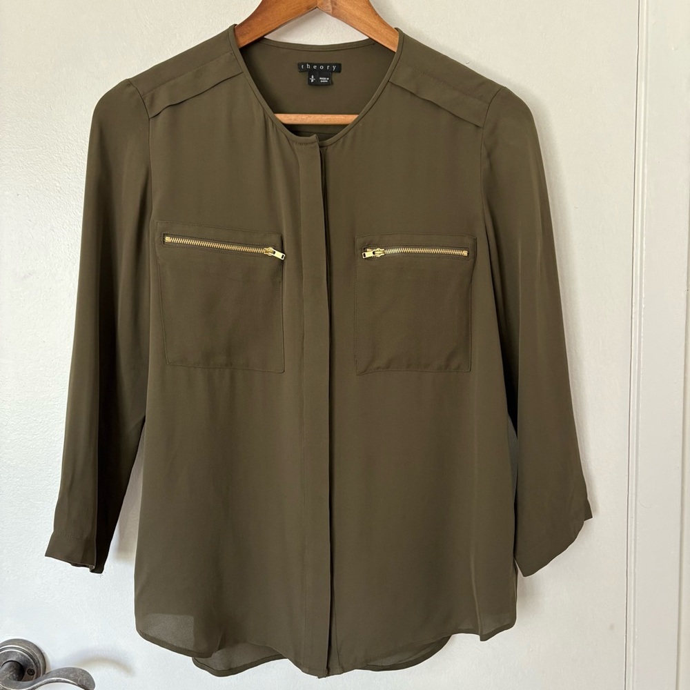 Theory Olive Green Women's Top